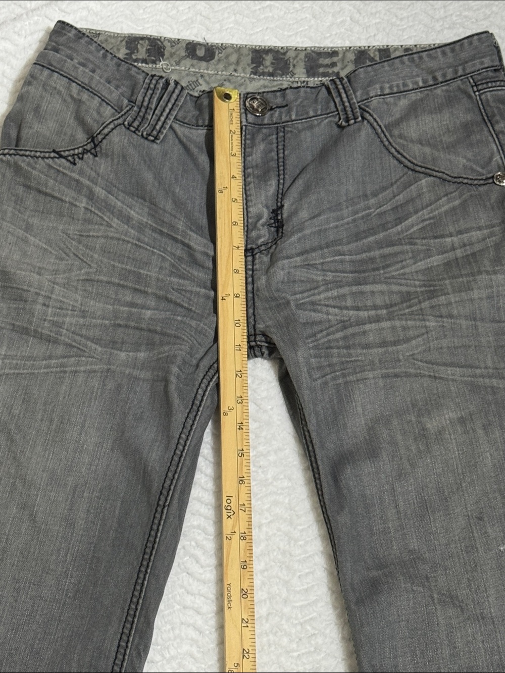 Do Denim Gray Y2K Skater Rocker Jeans Size 36/33 - Picture 4 of 14